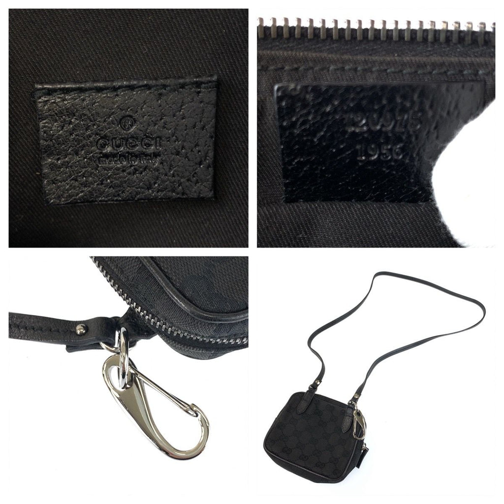 Gucci Black Silver GG Canvas Leather Shoulder Bag Pochette — view 5