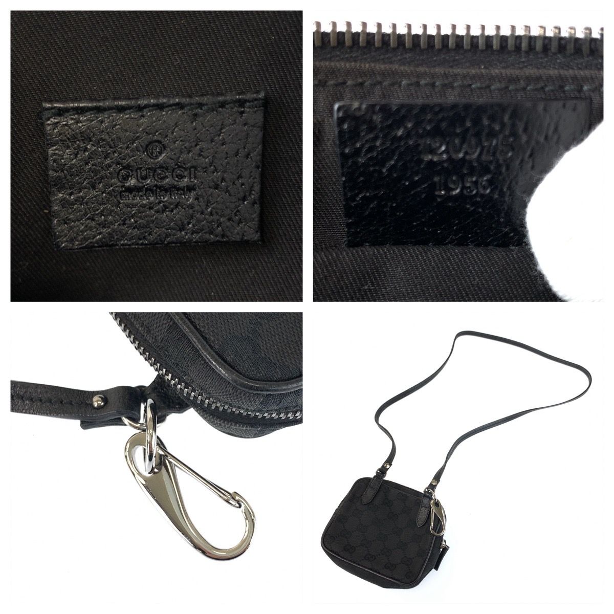 Gucci Black Silver GG Canvas Leather Shoulder Bag Pochette — view 5