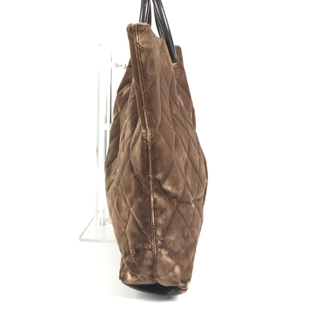 Chanel Handbag CC Logo Quilted Velour Brown — view 3