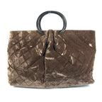 Chanel Handbag CC Logo Quilted Velour Brown — view 2