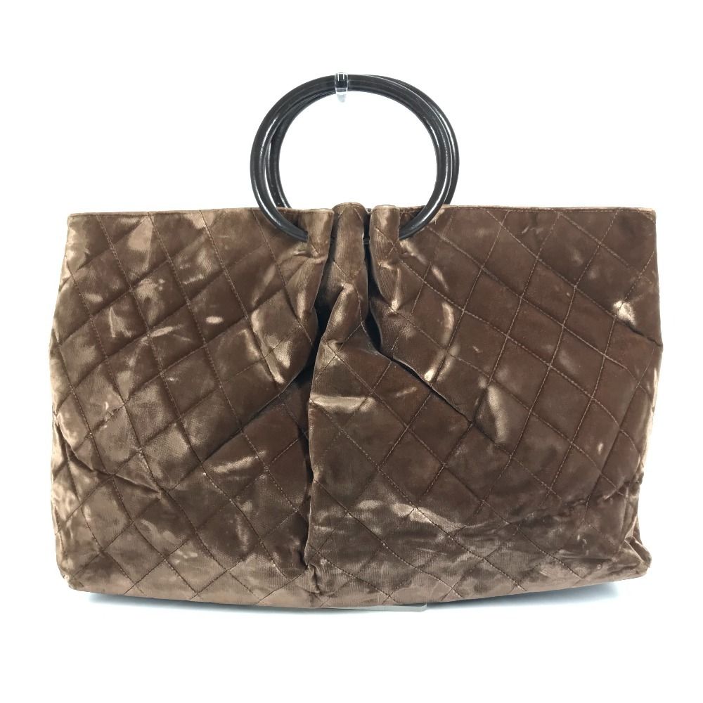 Chanel Handbag CC Logo Quilted Velour Brown — view 2