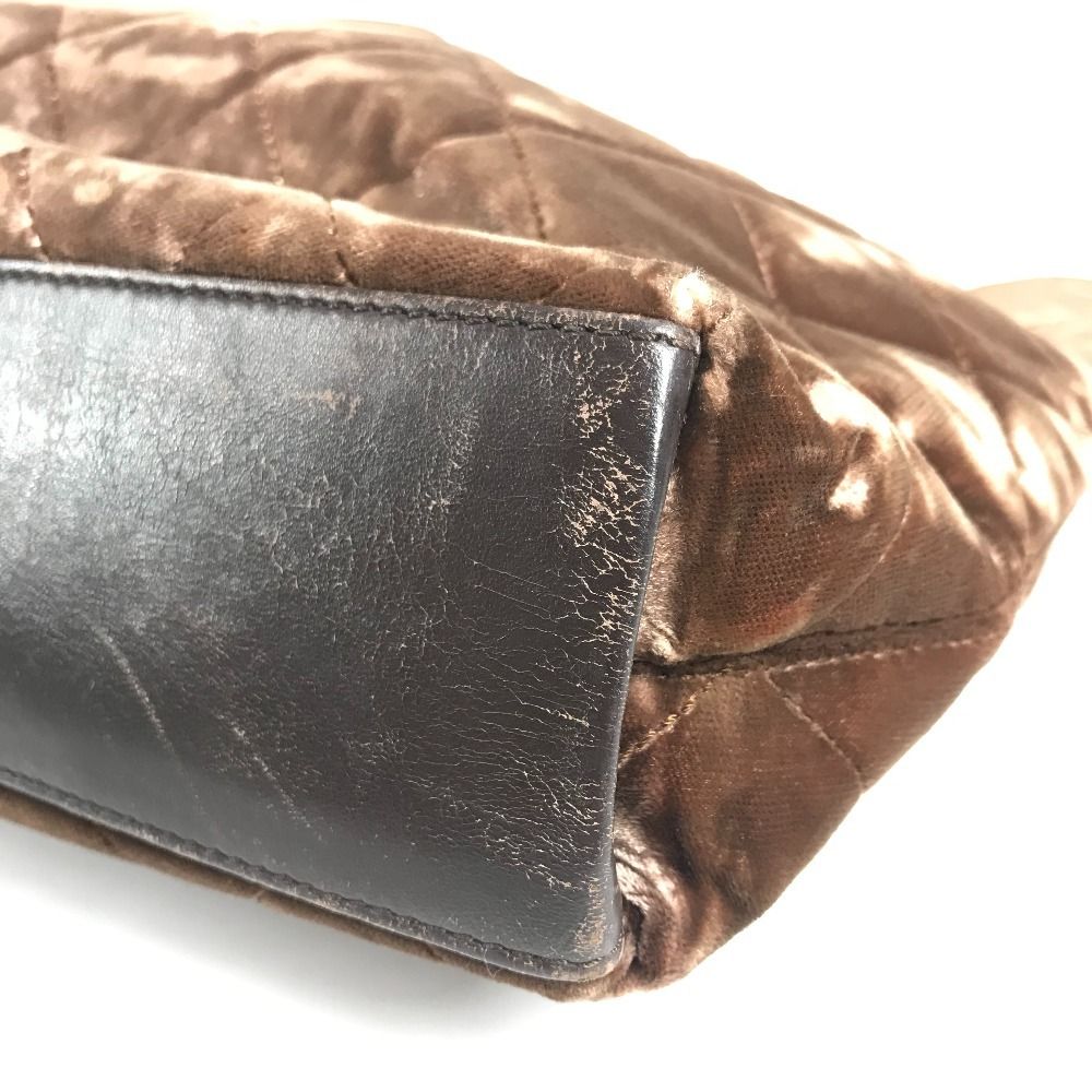 Chanel Handbag CC Logo Quilted Velour Brown — view 6