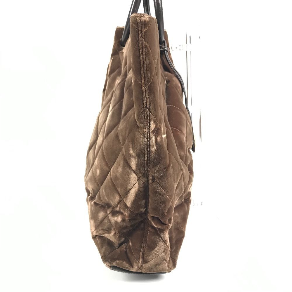 Chanel Handbag CC Logo Quilted Velour Brown — view 4
