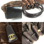 Chanel Handbag CC Logo Quilted Velour Brown — view 7