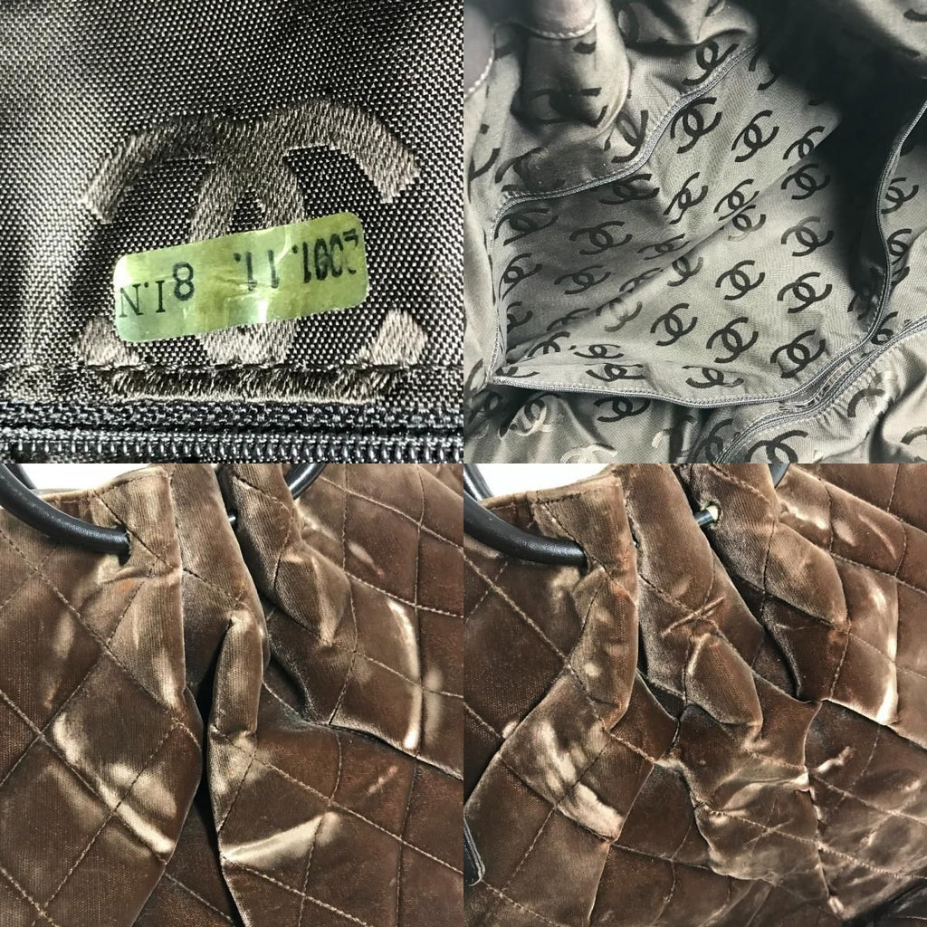 Chanel Handbag CC Logo Quilted Velour Brown — view 9