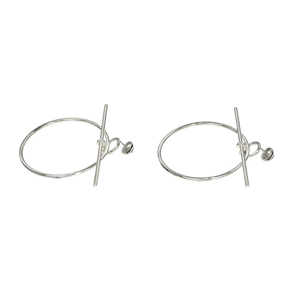 Hermes Earrings Loop MM Silver — view 4