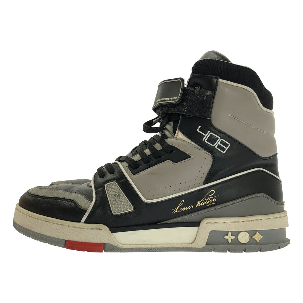 Louis Vuitton LV Trainer Leather High Cut Sneakers 7.5 Black Gray — view 2