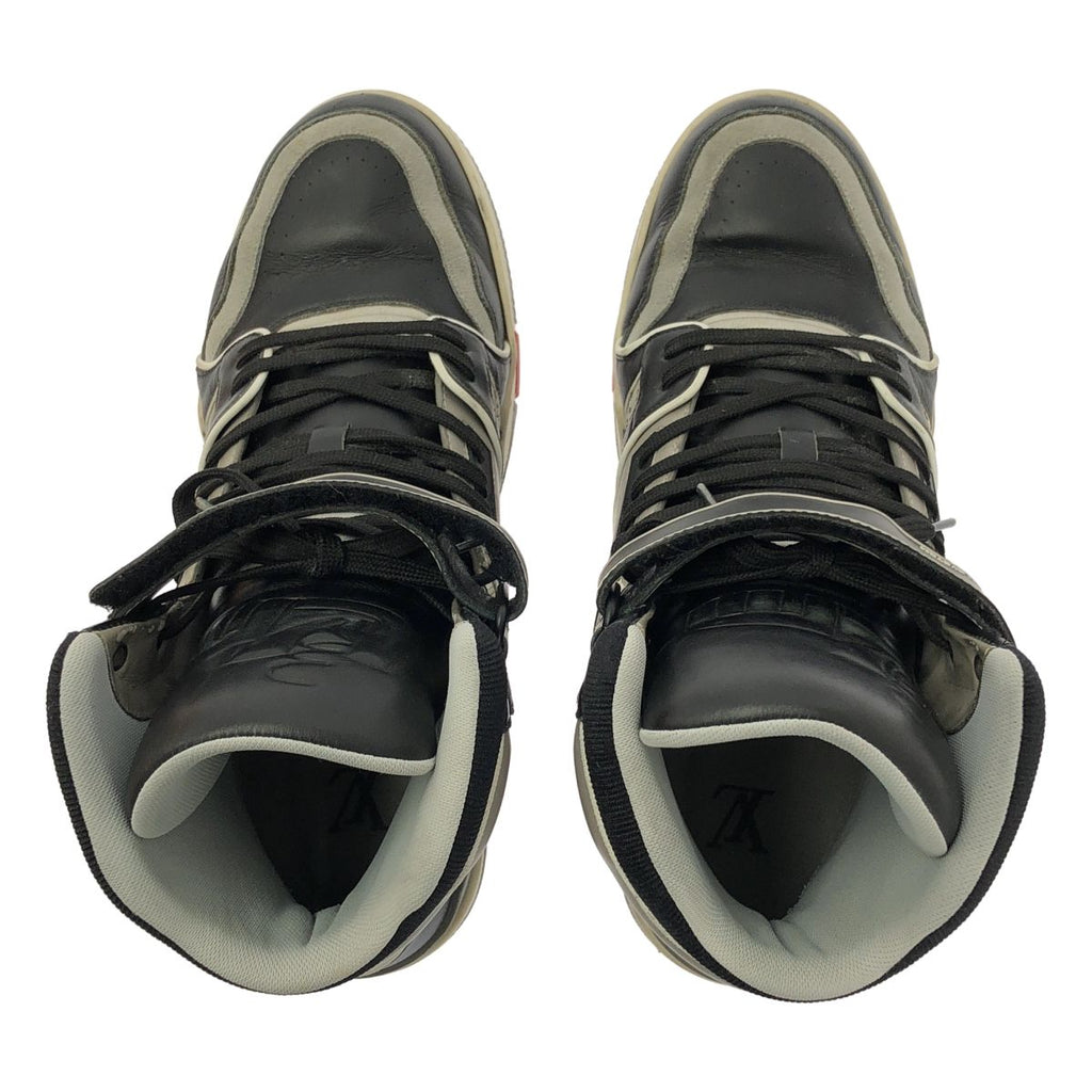 Louis Vuitton LV Trainer Leather High Cut Sneakers 7.5 Black Gray — view 4
