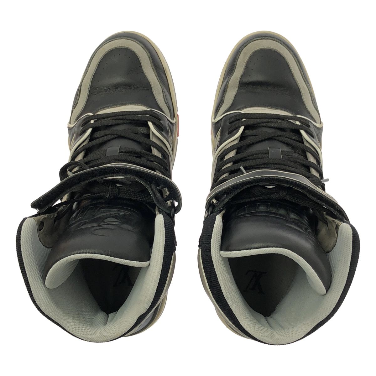 Louis Vuitton LV Trainer Leather High Cut Sneakers 7.5 Black Gray — view 4