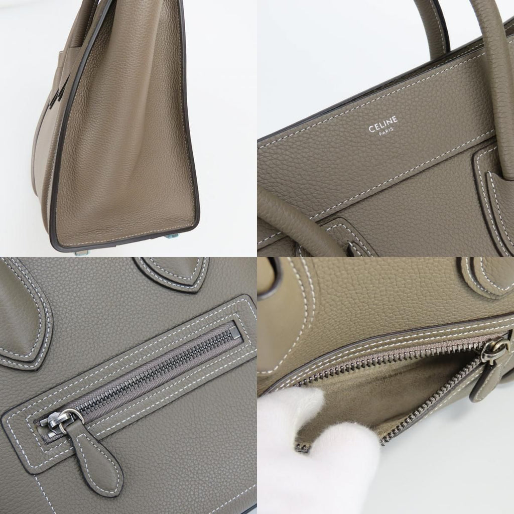 Celine Tote Micro Luggage Leather Grey Silver — view 5