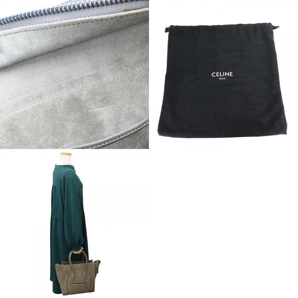 Celine Tote Micro Luggage Leather Grey Silver — view 9