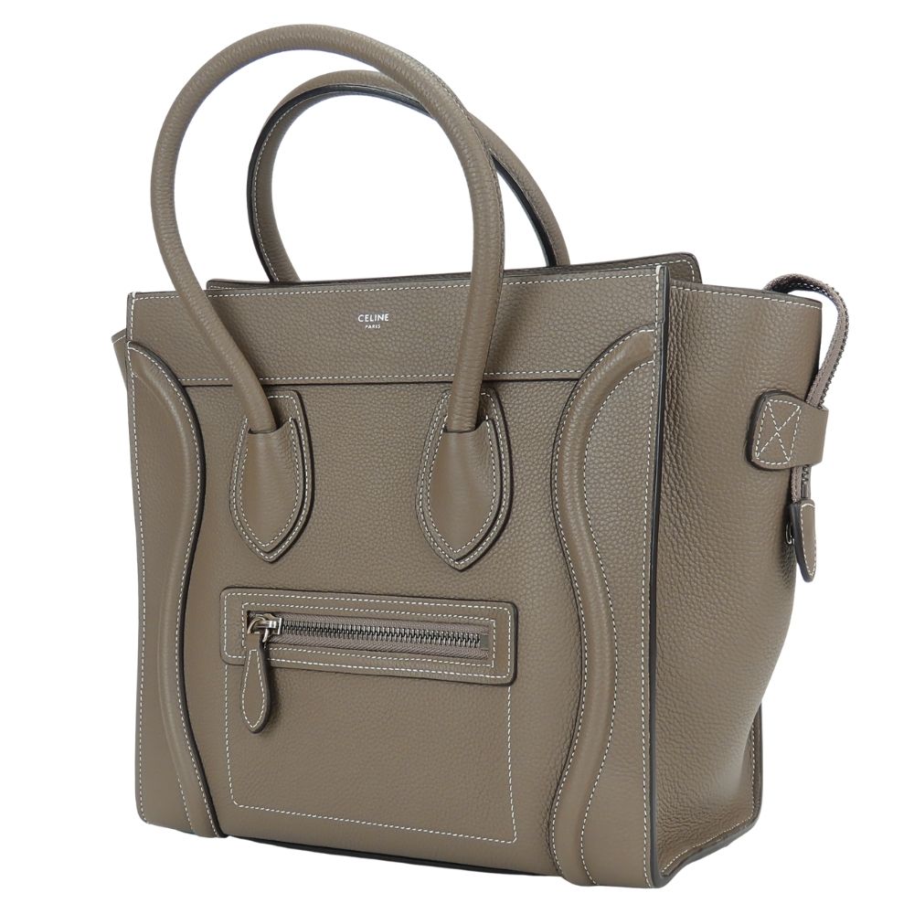 Celine Tote Micro Luggage Leather Grey Silver — view 2