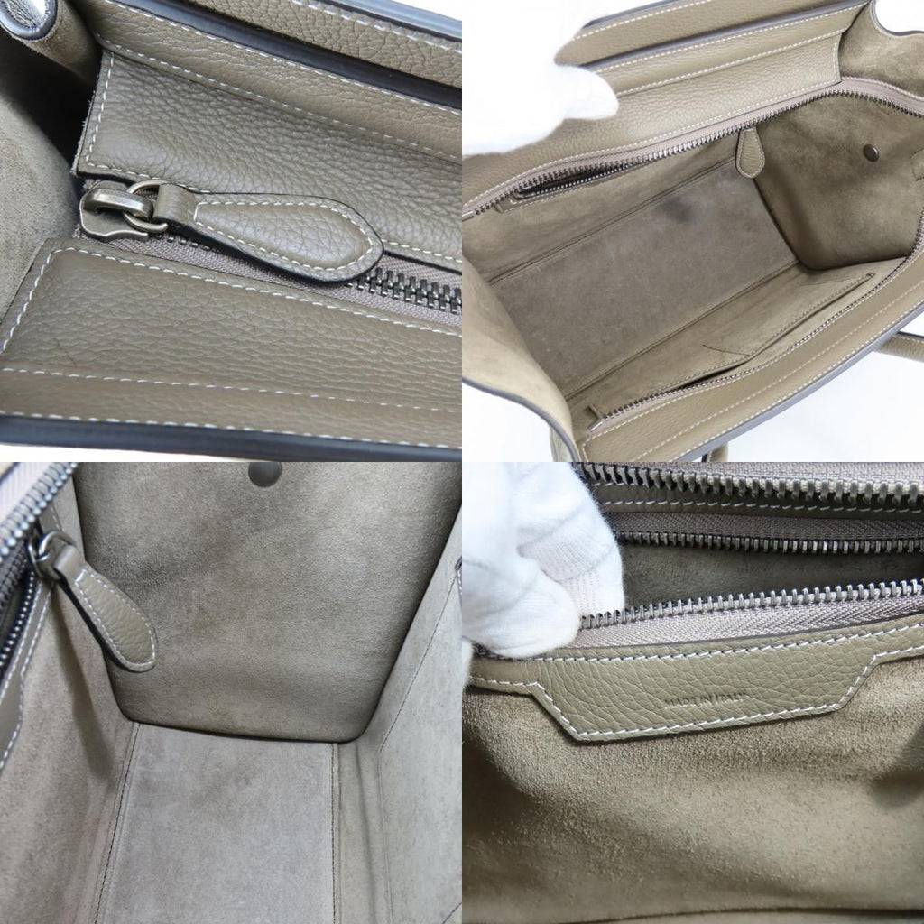 Celine Tote Micro Luggage Leather Grey Silver — view 7