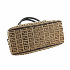 Fendi Zucchino Hand Bag Canvas Leather Beige Brown — view 4