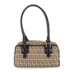 Fendi Zucchino Hand Bag Canvas Leather Beige Brown — view 2