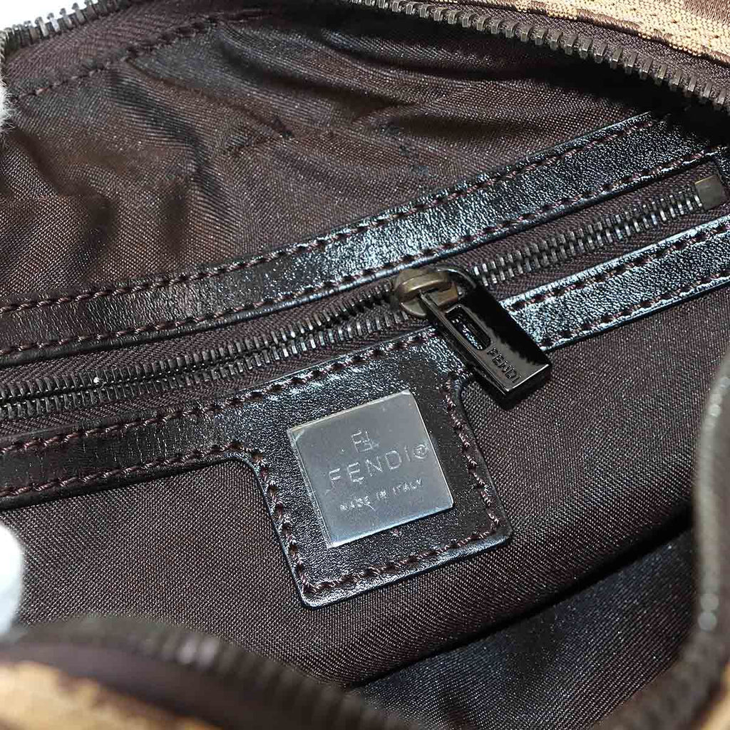Fendi Zucchino Hand Bag Canvas Leather Beige Brown — view 7
