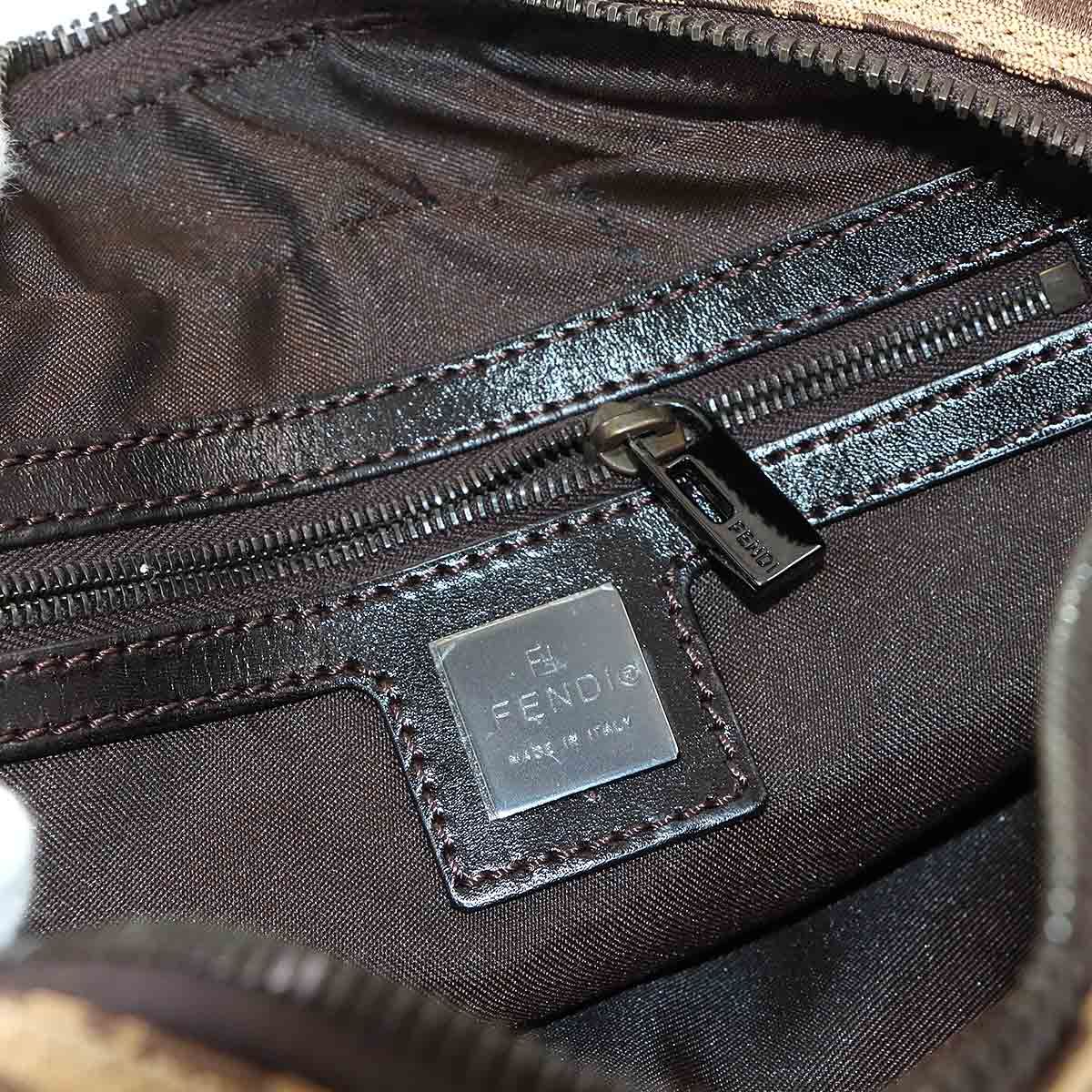 Fendi Zucchino Hand Bag Canvas Leather Beige Brown — view 7