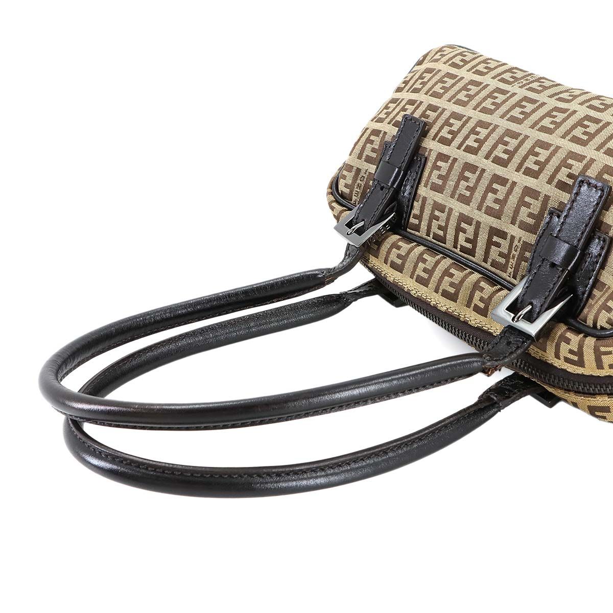 Fendi Zucchino Hand Bag Canvas Leather Beige Brown — view 5