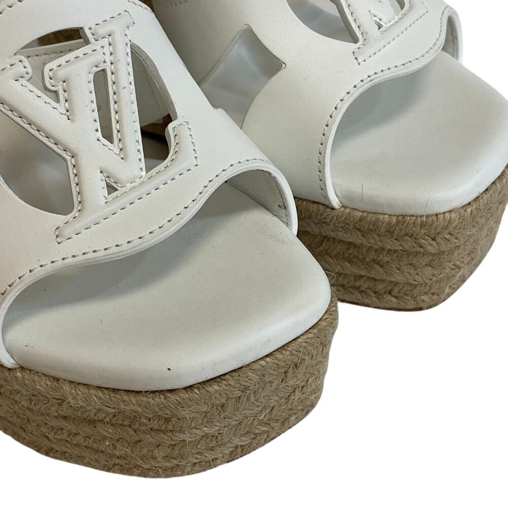 Louis Vuitton Wedge Sole LV Logo Open Toe Espadrille Strap Isola — view 4