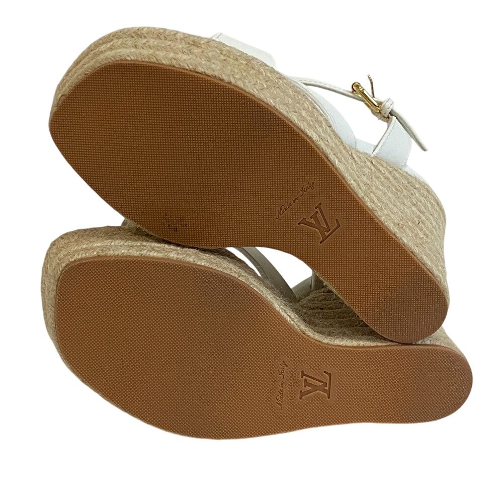 Louis Vuitton Wedge Sole LV Logo Open Toe Espadrille Strap Isola — view 8