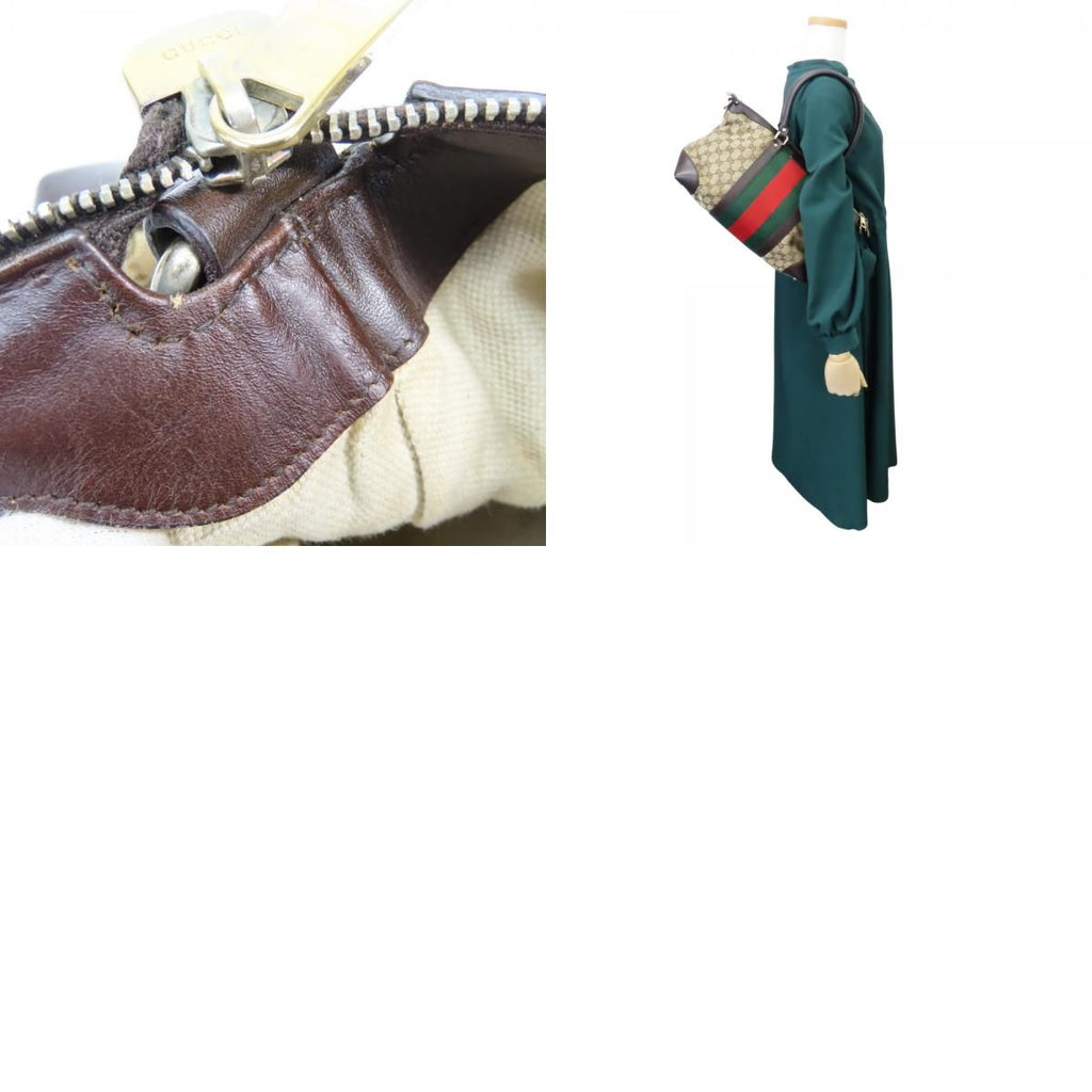 Gucci Handbag Sherry Line GG Canvas Leather Beige Dark Brown — view 9