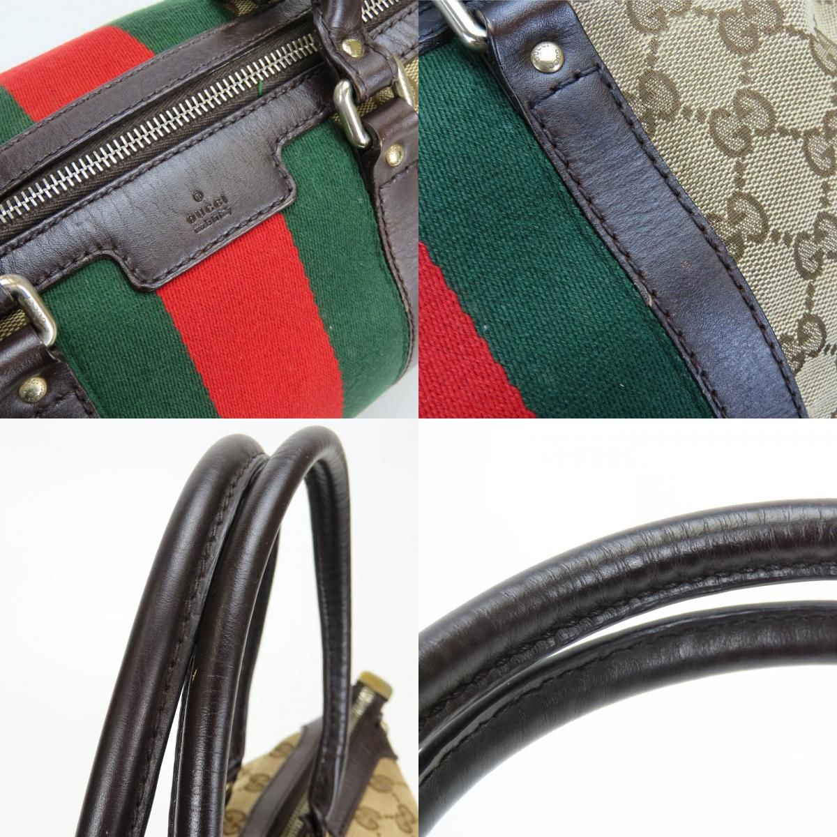Gucci Handbag Sherry Line GG Canvas Leather Beige Dark Brown — view 4