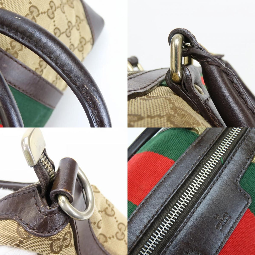 Gucci Handbag Sherry Line GG Canvas Leather Beige Dark Brown — view 5