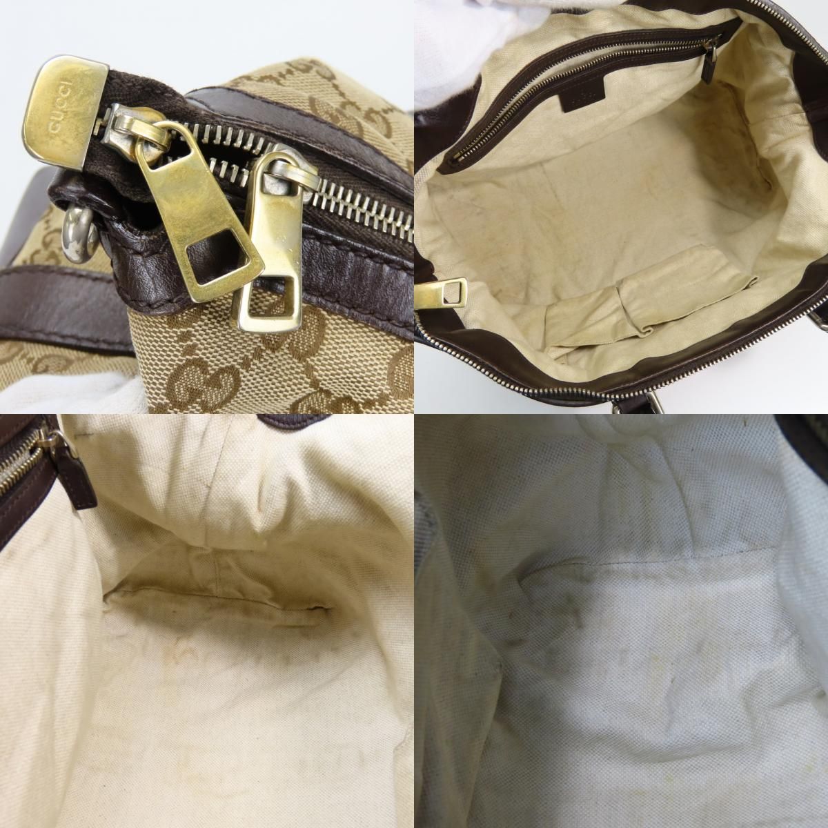 Gucci Handbag Sherry Line GG Canvas Leather Beige Dark Brown — view 6