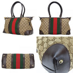 Gucci Handbag Sherry Line GG Canvas Leather Beige Dark Brown — view 2