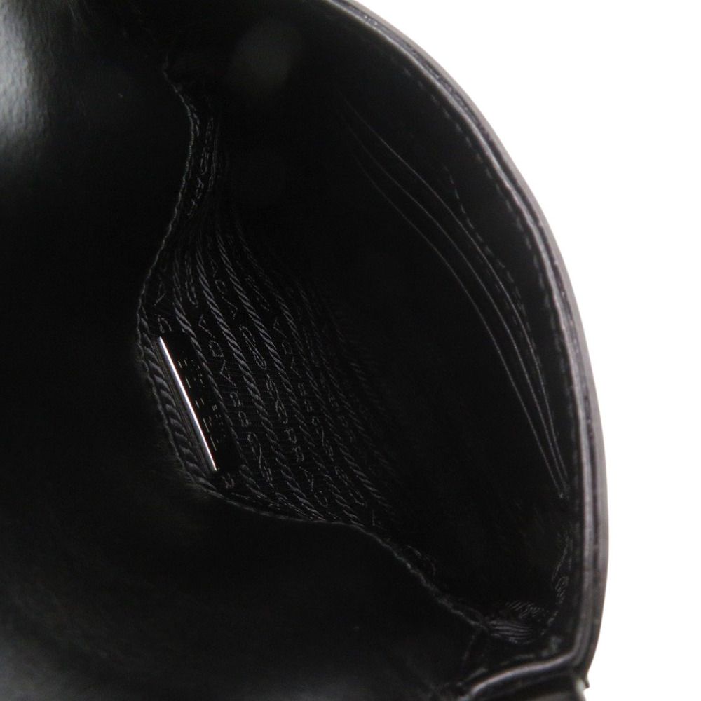 Prada Spazzolato Triangle Logo Leather Black 2-Way Shoulder Bag — view 7