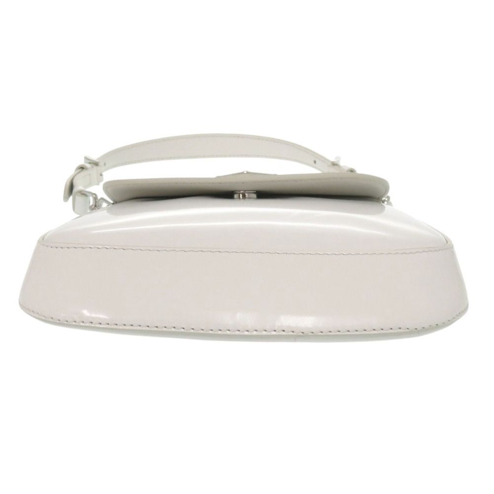 Prada Spazzolato Triangle Logo Leather White 2-Way Shoulder Bag — view 5
