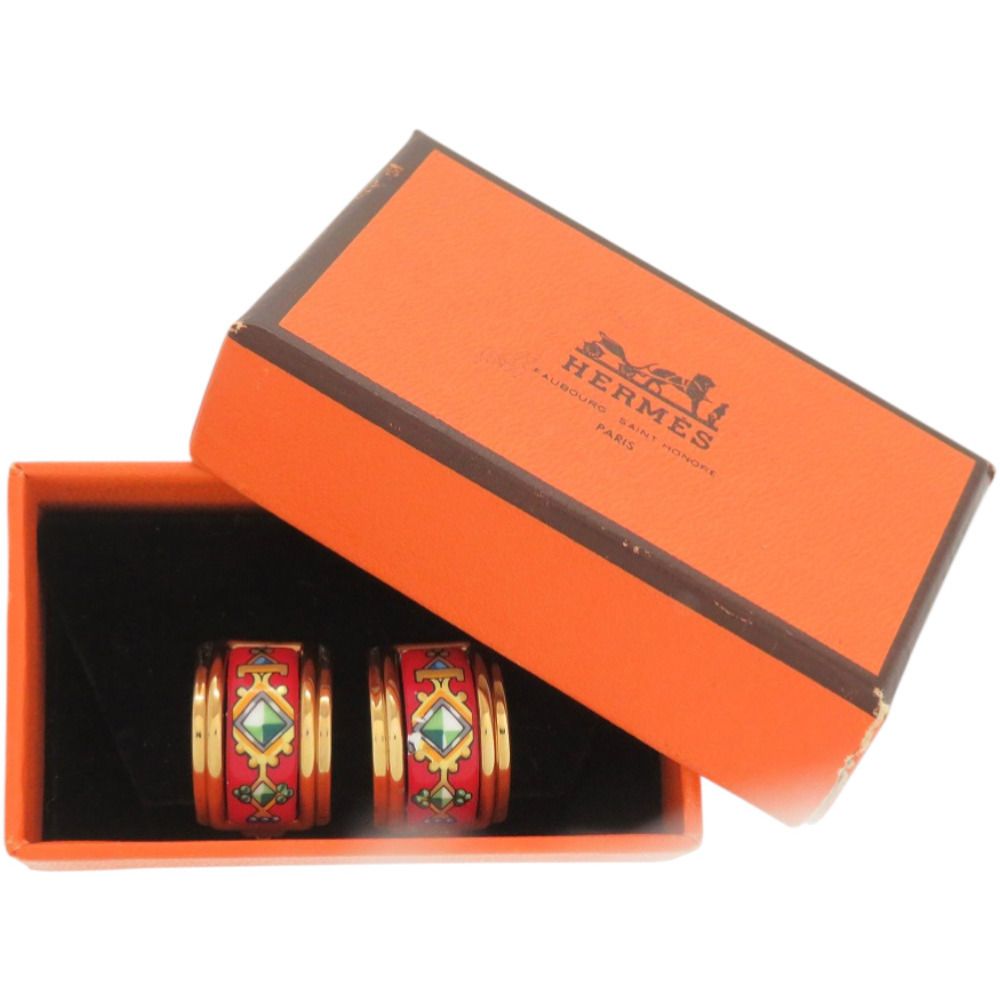 Hermes Enamel Metal Red Earrings — view 2
