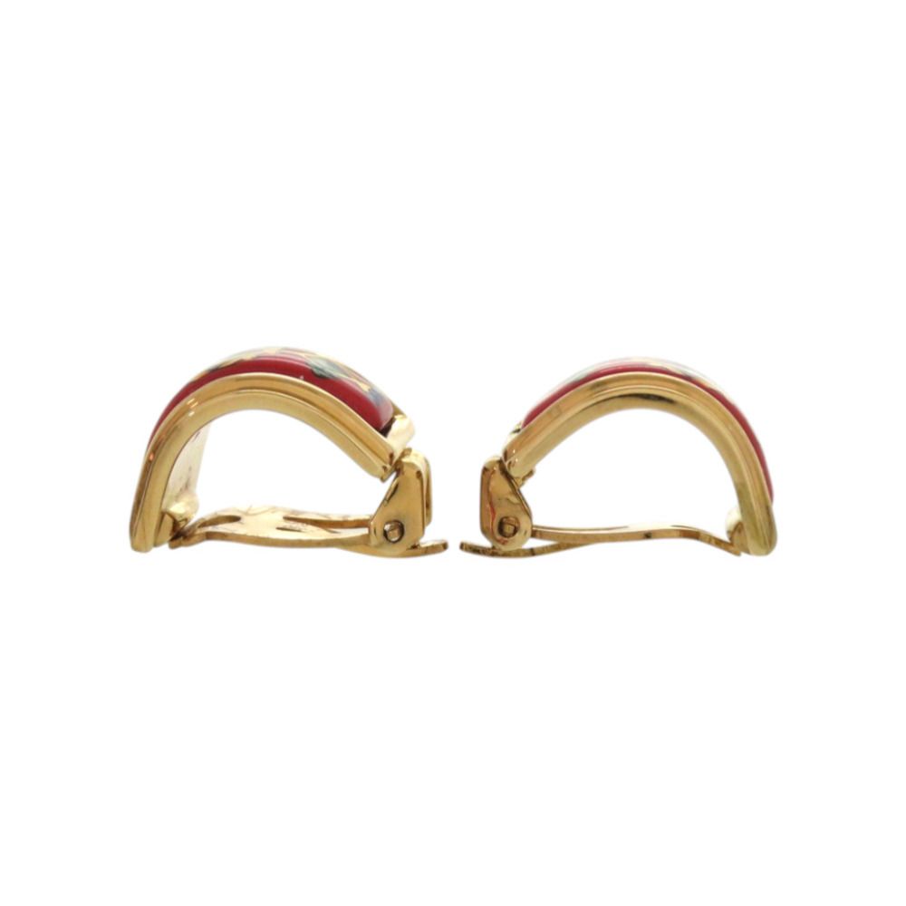 Hermes Enamel Metal Red Earrings — view 4