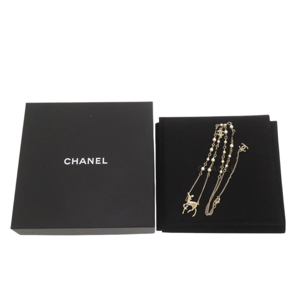 Chanel Deer Motif Rhinestone Gold Necklace — view 2
