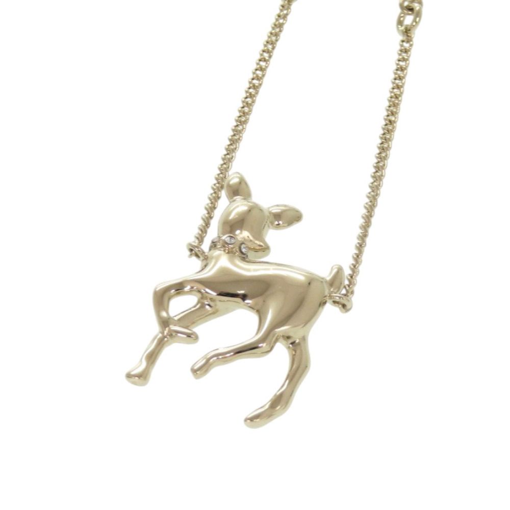 Chanel Deer Motif Rhinestone Gold Necklace — view 6