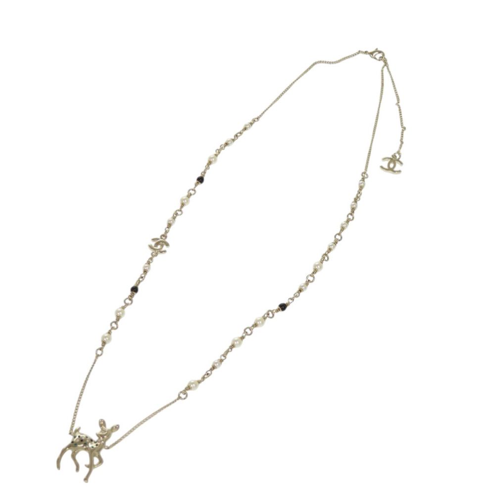 Chanel Deer Motif Rhinestone Gold Necklace — view 3