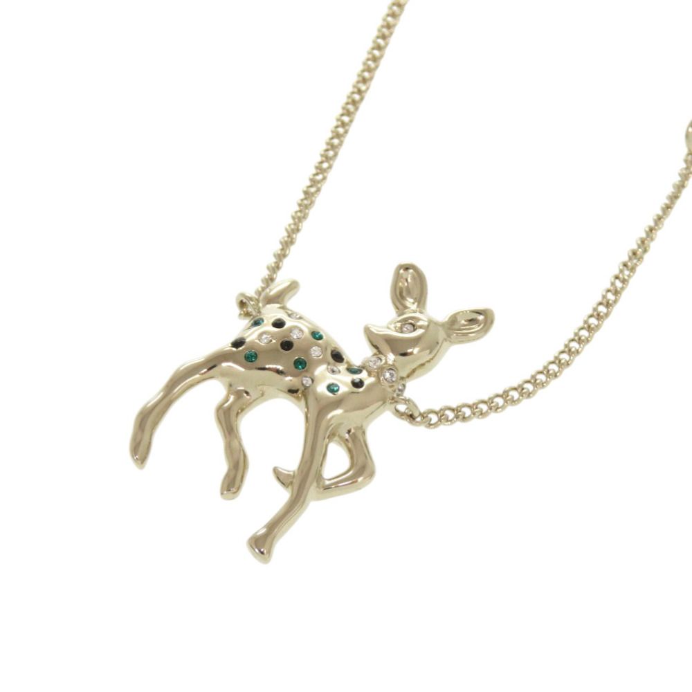 Chanel Deer Motif Rhinestone Gold Necklace — view 5
