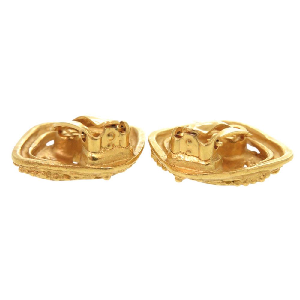Chanel Vintage CC Logo Metal Gold Earrings — view 4