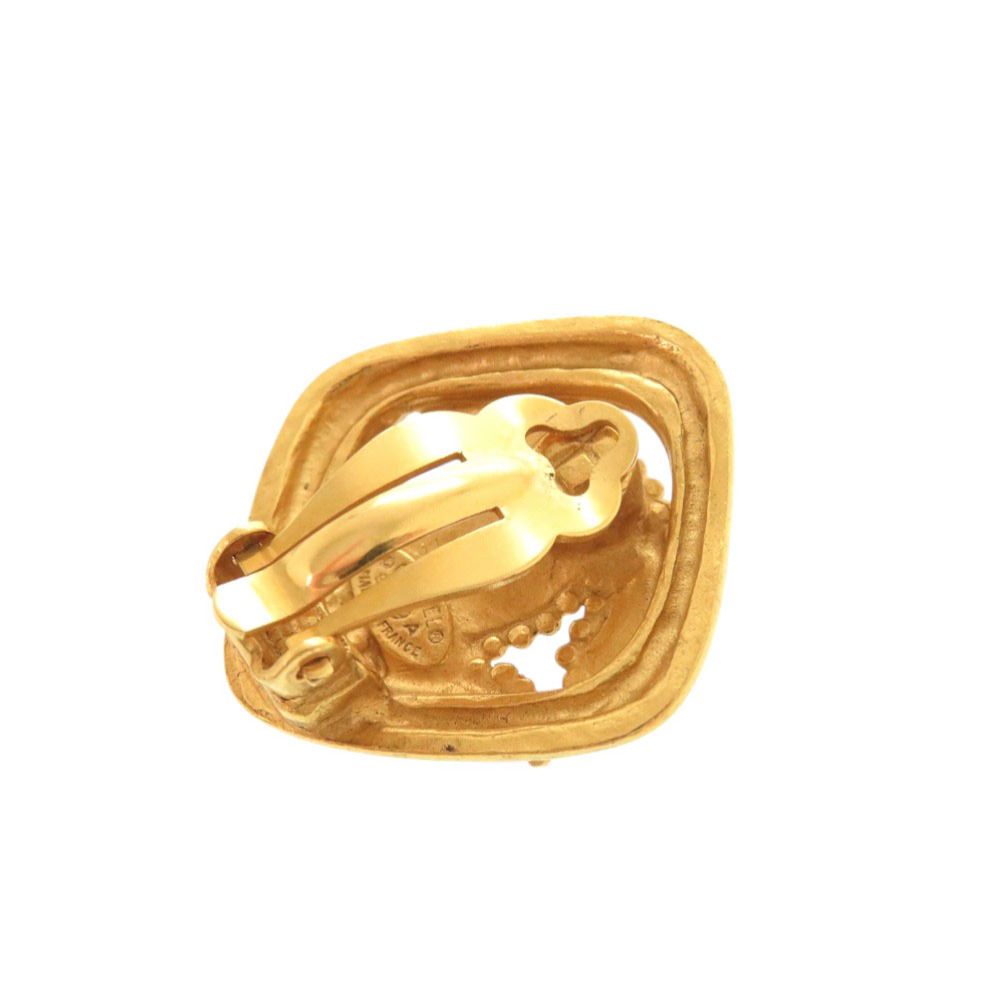 Chanel Vintage CC Logo Metal Gold Earrings — view 8