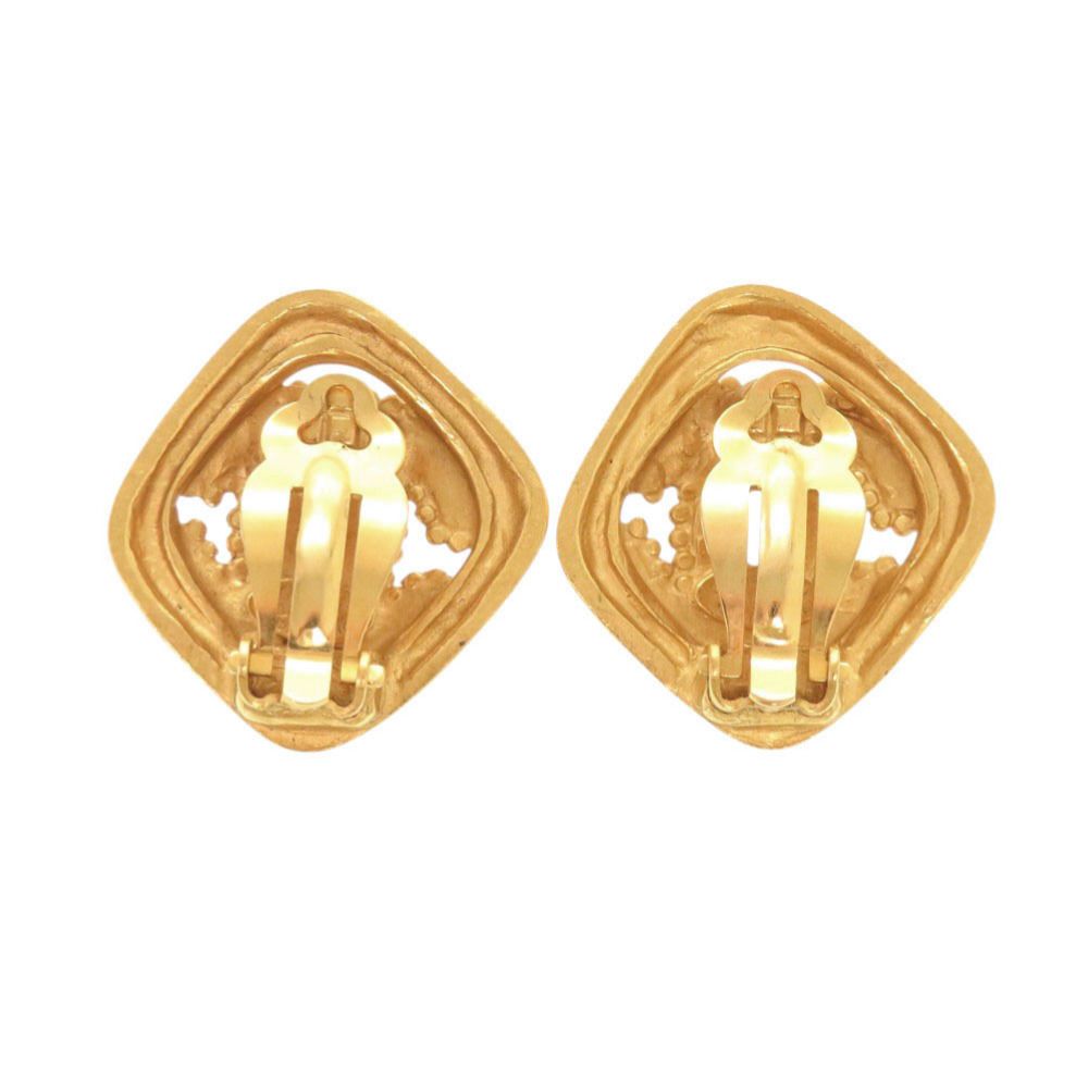 Chanel Vintage CC Logo Metal Gold Earrings — view 2