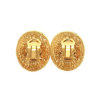 Chanel Vintage CC Logo Metal Gold Earrings — view 2