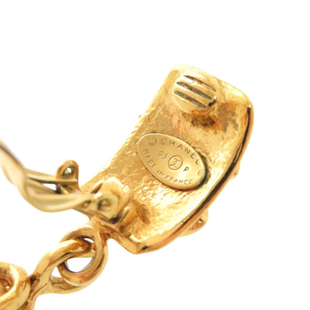 Chanel Vintage CC Logo Metal Faux Pearl Gold Earrings — view 4