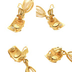 Chanel Vintage CC Logo Metal Faux Pearl Gold Earrings — view 7