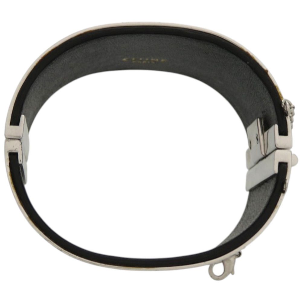 Celine Manchette Metal Leather Silver Bangle — view 3