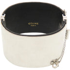 Celine Manchette Metal Leather Silver Bangle — view 2