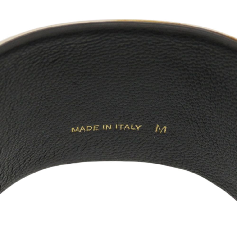 Celine Manchette Metal Leather Silver Bangle — view 5