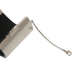 Celine Manchette Metal Leather Silver Bangle — view 4