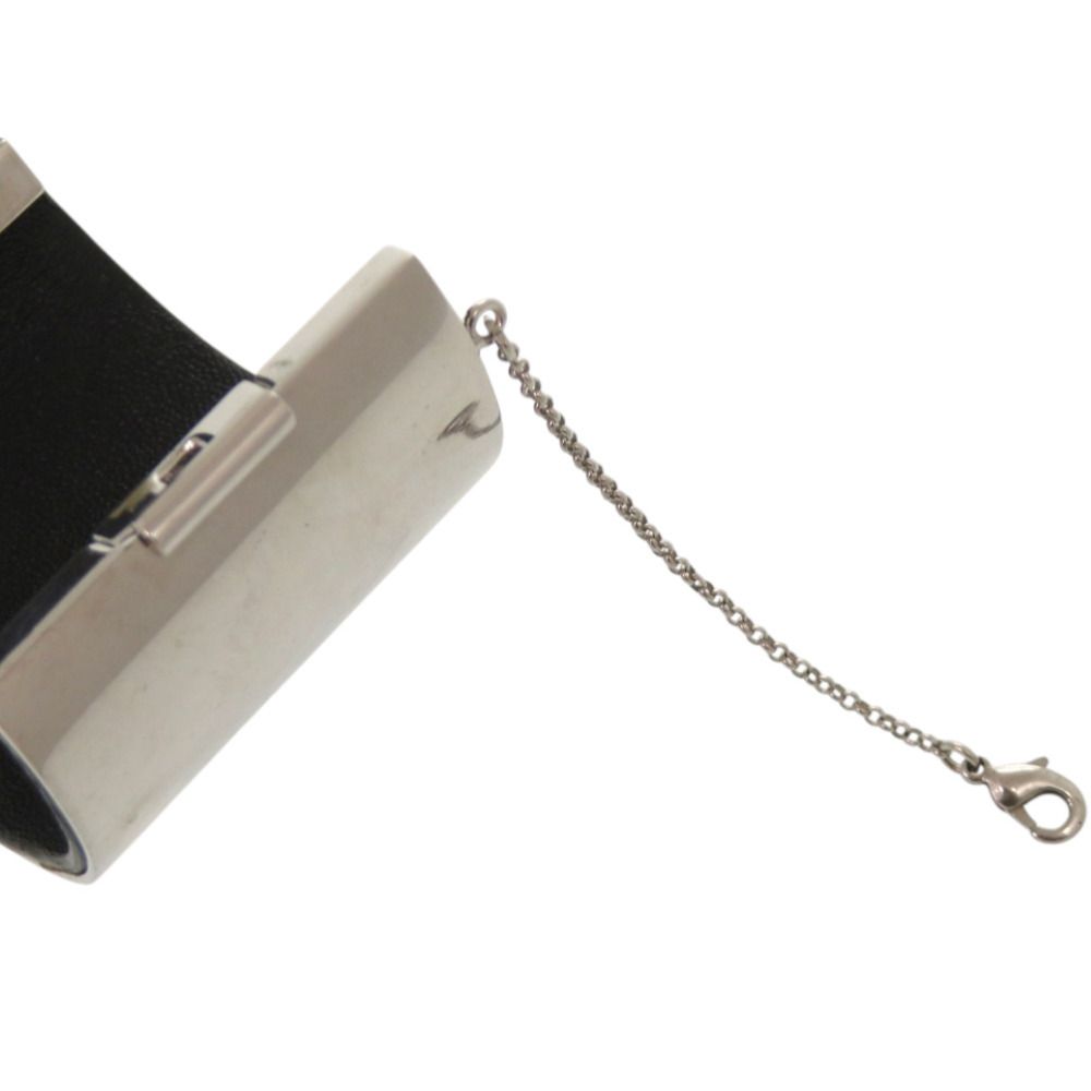 Celine Manchette Metal Leather Silver Bangle — view 4