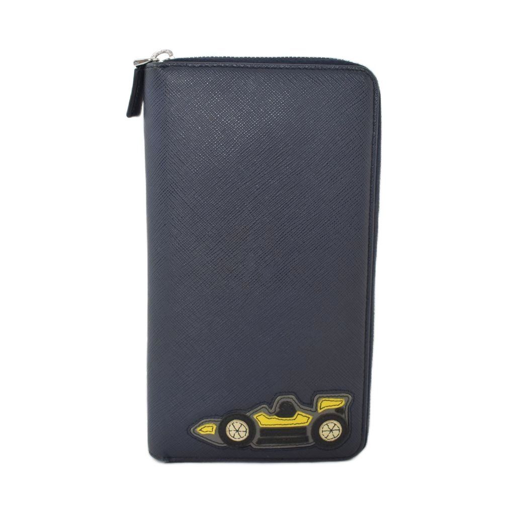 Prada Racing Car Patch Wallet Leather Navy — view 2