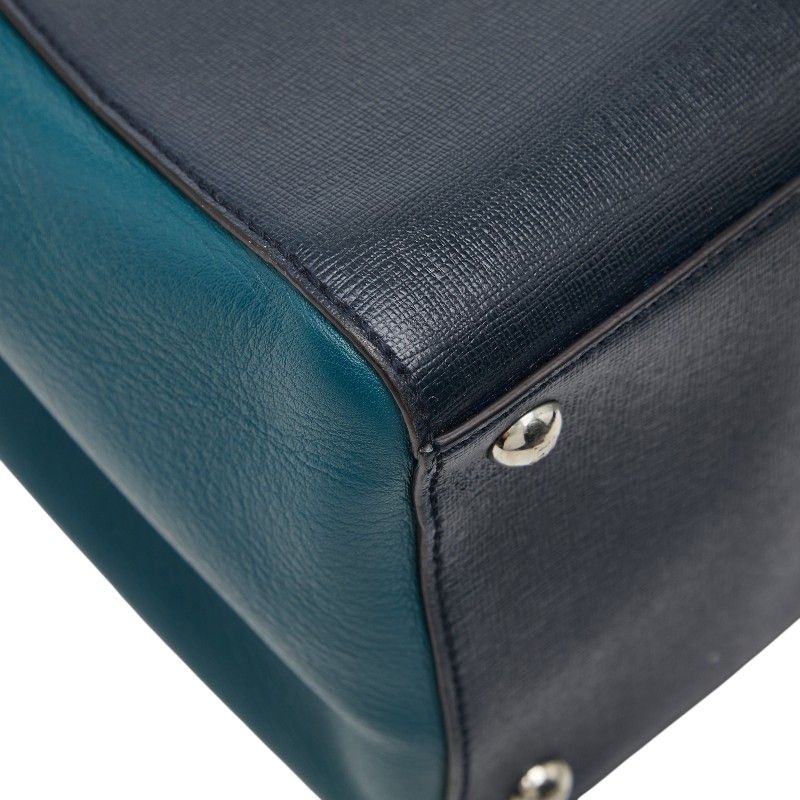 Fendi Toujour 2-Way Shoulder Bag Navy Green Leather — view 7